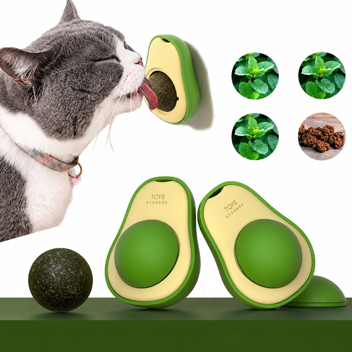 JUGUETE AGUACATE CON BOLA CATNIP